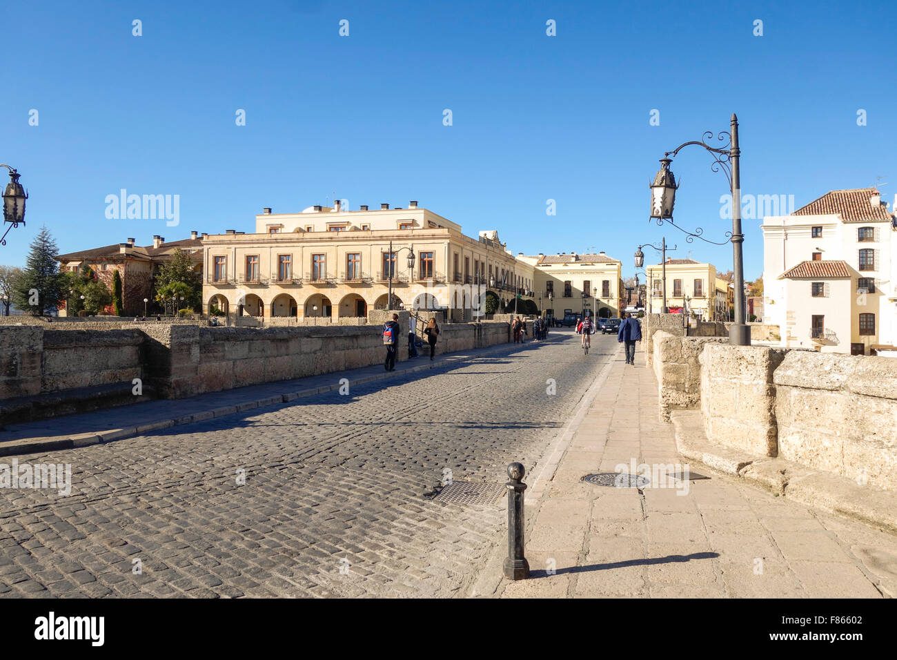 Puente Nuevo and old town with Parador Hotel at Ronda, Andalucia, Spain Stock Photo