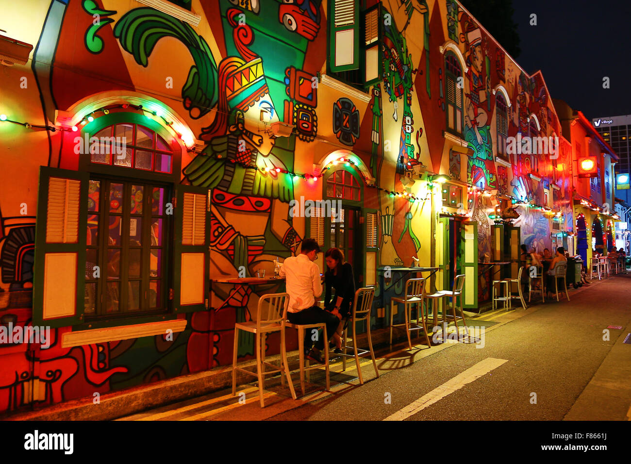 Colourful Bar on Haji Street in Little India in Singapore, Republic of Singapore Stock Photo