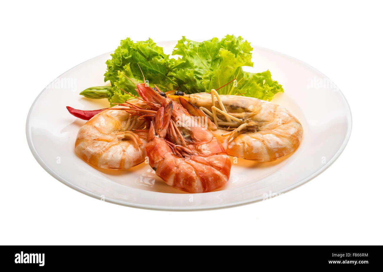 Boiled king prawns with salad Stock Photo Alamy