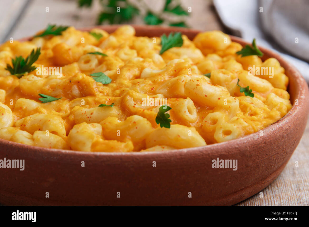 Pasta with pumpkin and cheese creamy Stock Photo