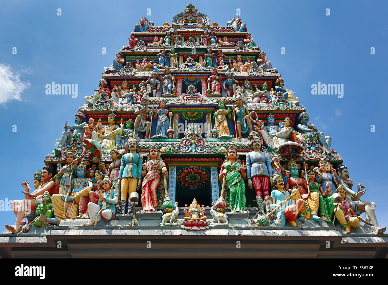 Decorations on the doorway of Sri Mariamman Hindu Temple, Singapore, Republic of Singapore Stock Photo