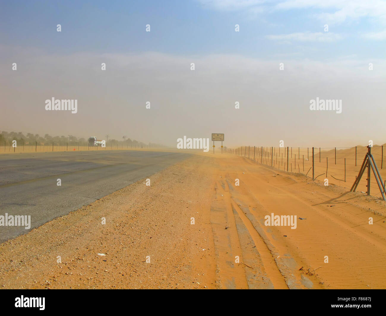 Road trough the desert Riyadh-Makkah(Mecca) highway in Saudi Arabia Stock Photo