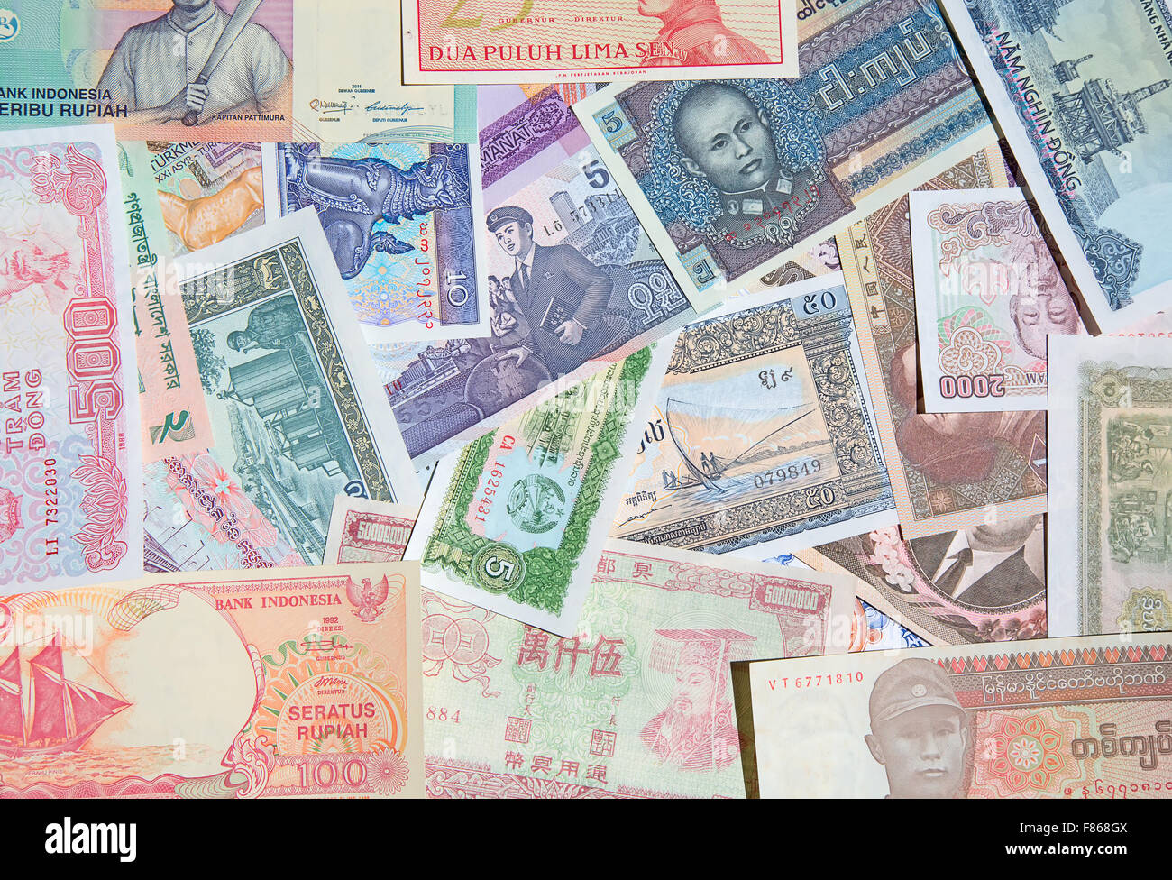 Variety of the Asian banknotes Stock Photo - Alamy