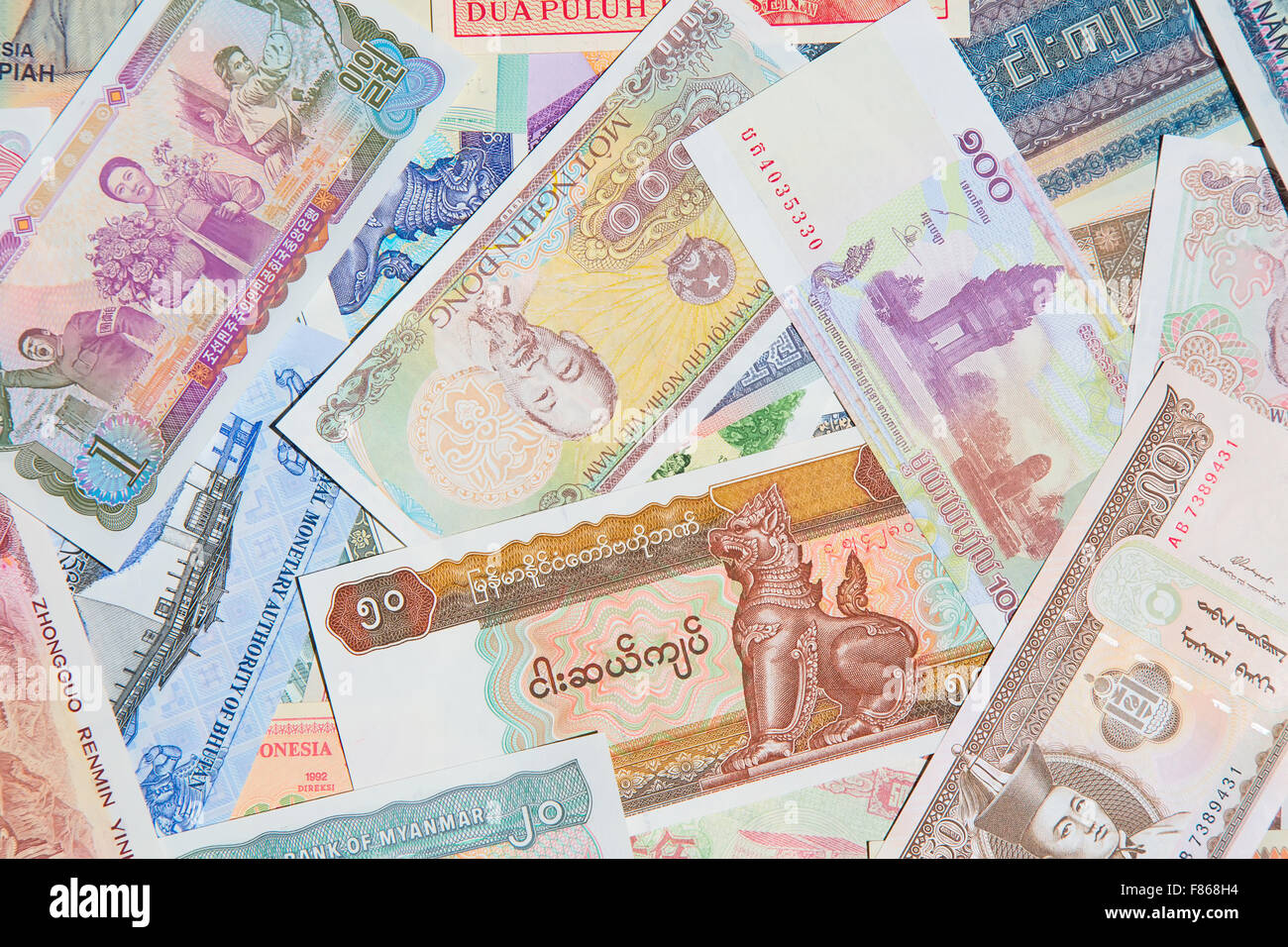 Variety of the Asian banknotes Stock Photo - Alamy