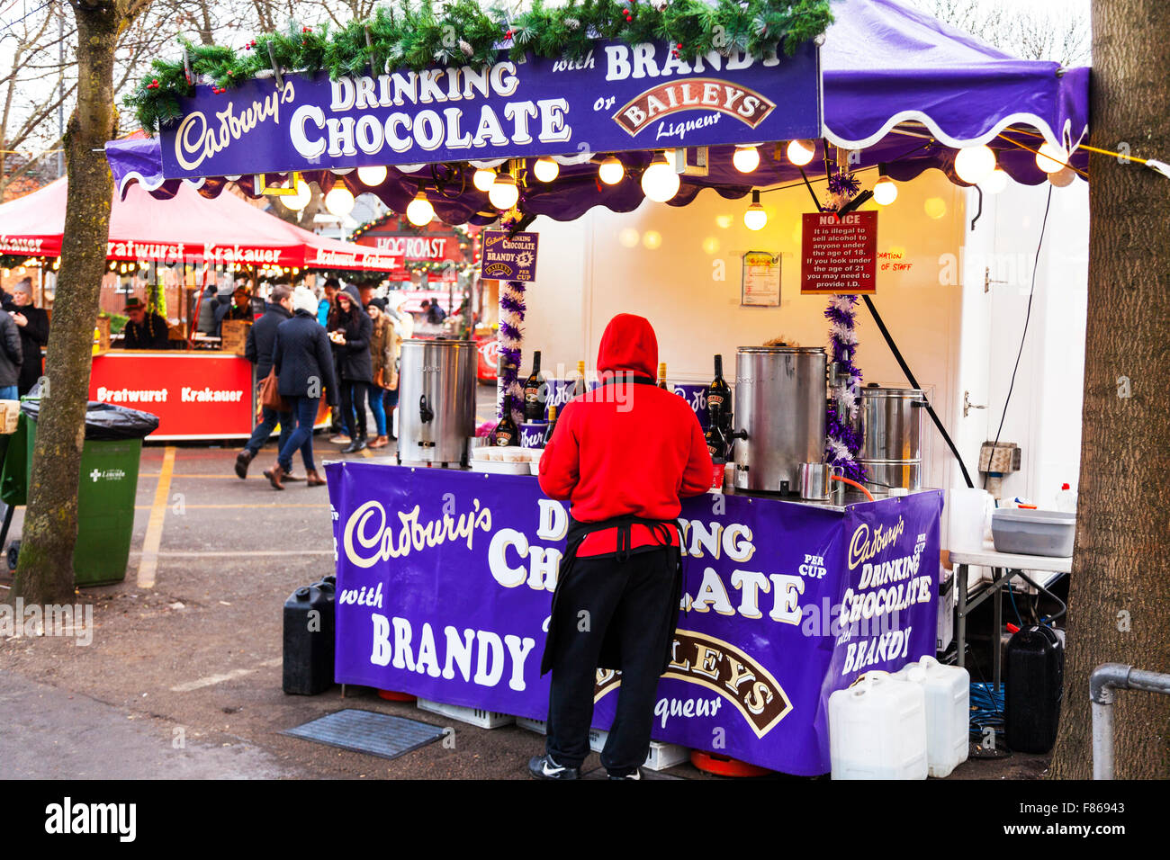 Cadburys drinking chocolate hot drink stall selling cadbury's