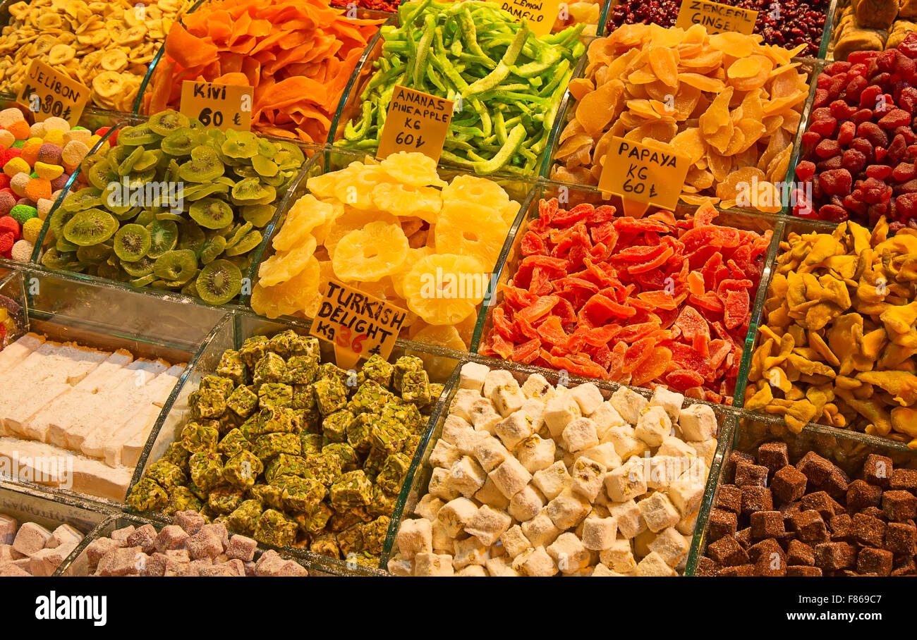 Famous turkish delights on the market Stock Photo Alamy