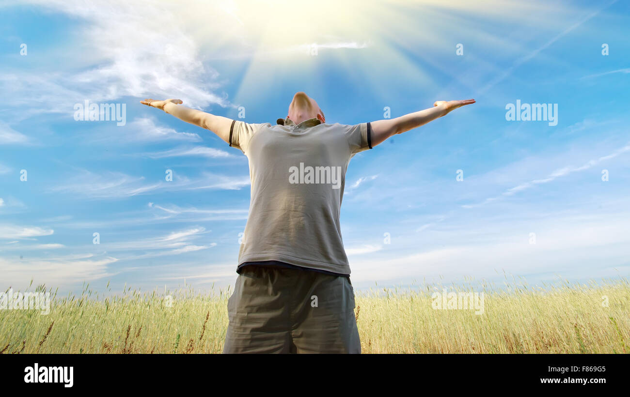 Man worship to God. Element of design. Stock Photo