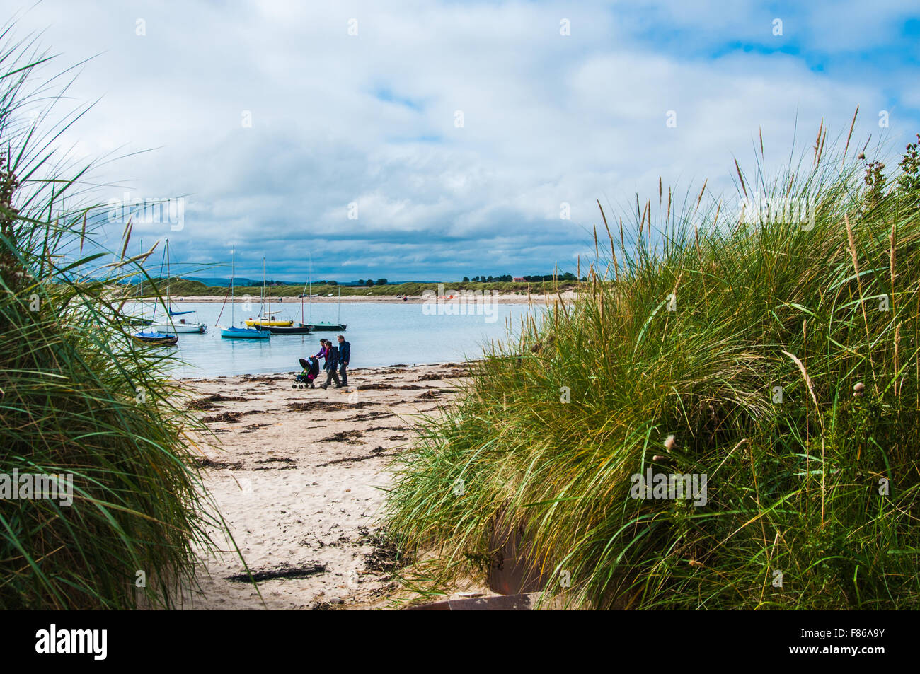 couple walking on the Beach in Beadnell Northumberland  Ray Boswell Stock Photo