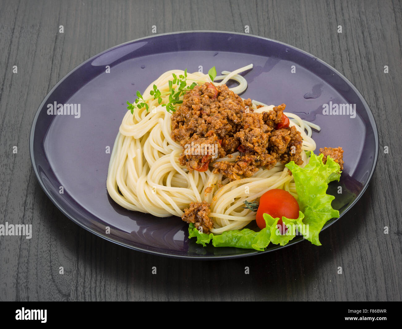 Pasta Bolognese with fresh herbs Stock Photo Alamy