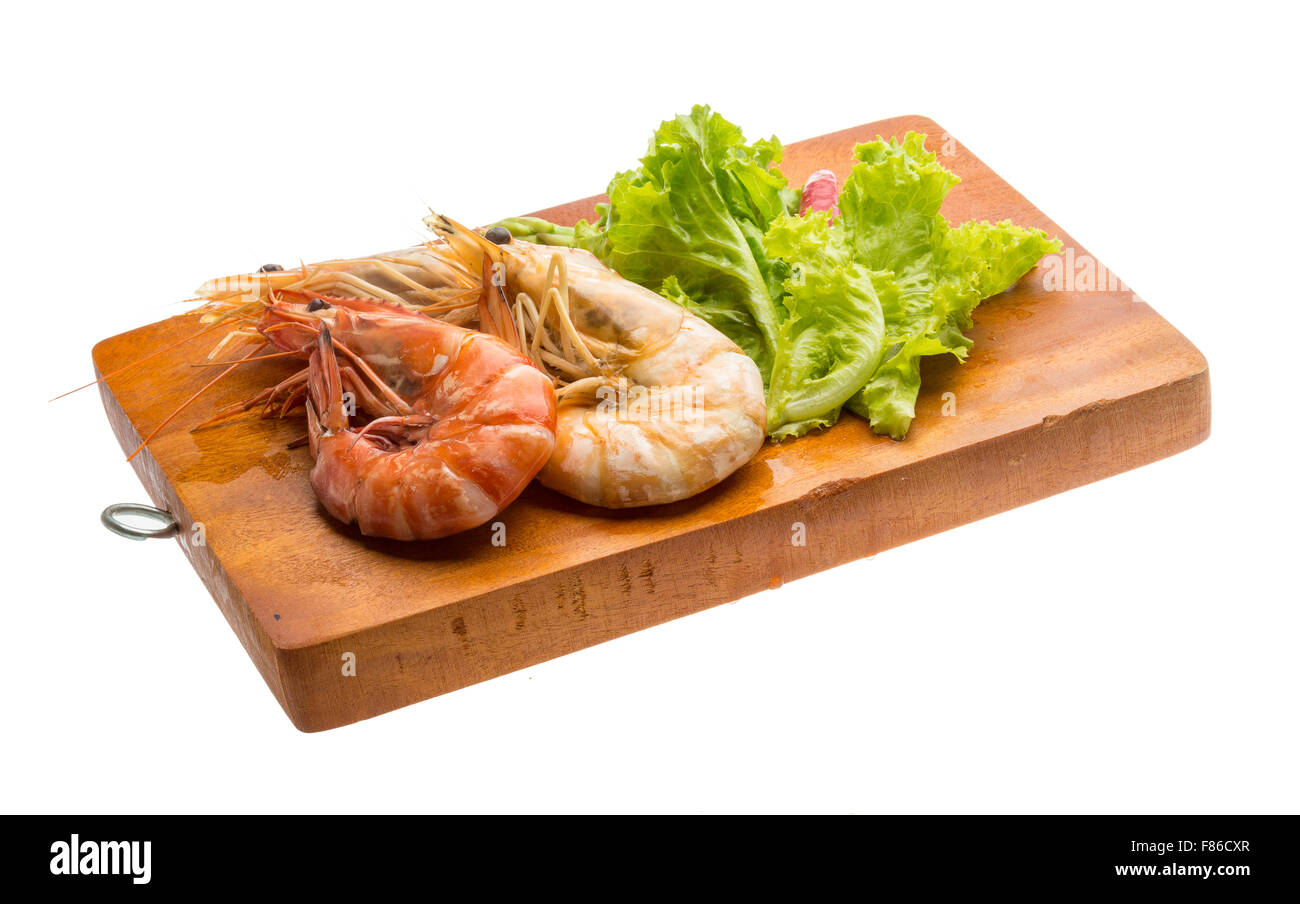 Boiled king prawns with salad Stock Photo Alamy