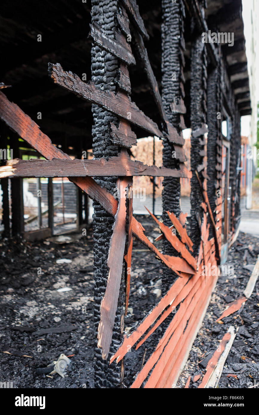 Burnt broken wood wall Stock Photo Alamy