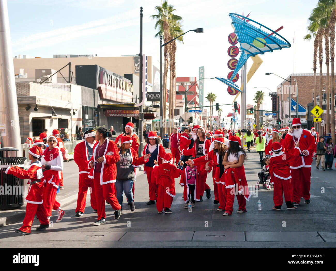 Las Vegas, US. 05th Dec, 2015. Thousands participate in the Santa Run at the Fremont Street Experience in Las Vegas Credit:  Ken Howard/Alamy Live News Stock Photo