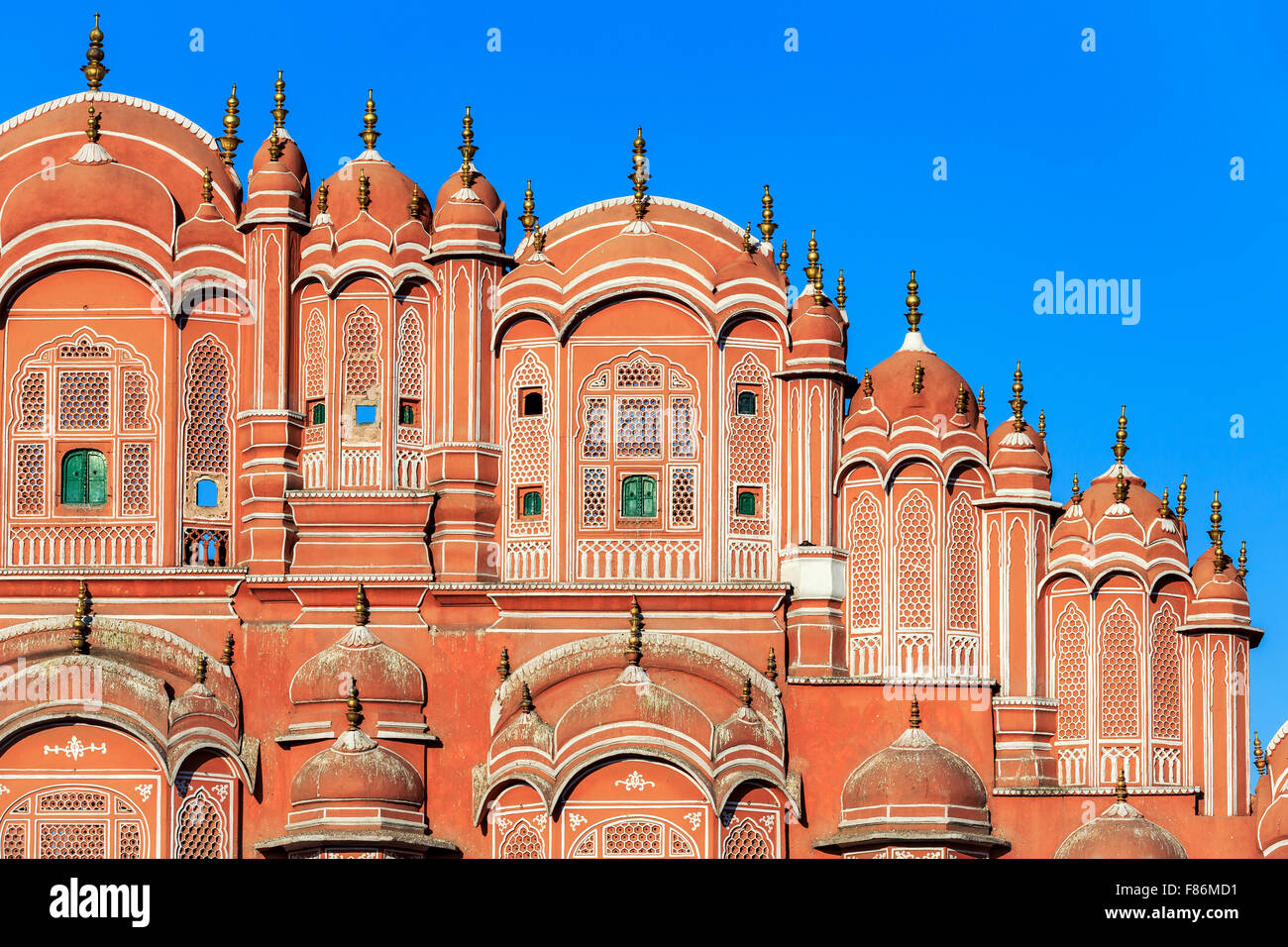 Facade of the Hawa Mahal, Palace of the Winds, Jaipur, Rajasthan, India Stock Photo