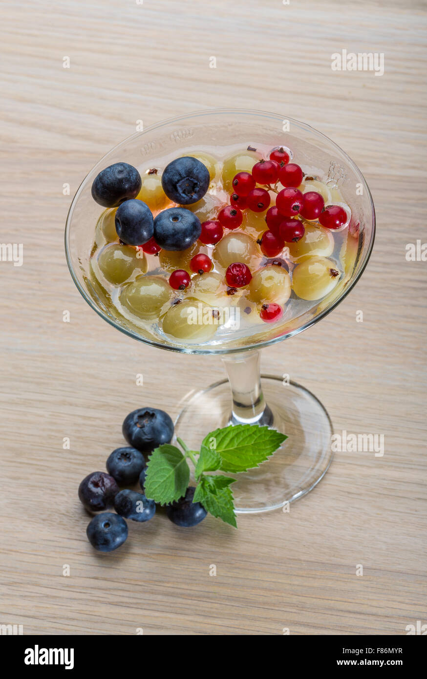 Jelly with blueberry and gooseberries Stock Photo Alamy