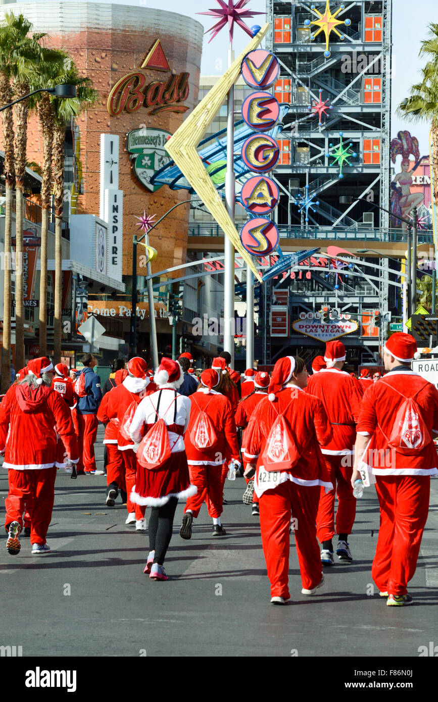 Las Vegas, US. 05th Dec, 2015. Santa Run at Fremont Street Experience Credit:  Ken Howard/Alamy Live News Stock Photo