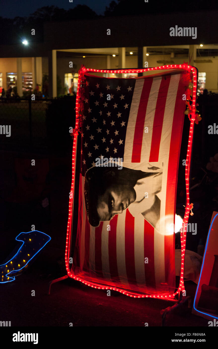 night vigil during Elvis Week, Graceland, Memphis, Tennessee, USA Stock Photo