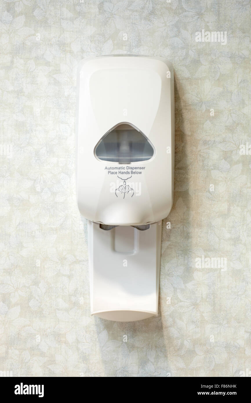 Picture of a wall mounted automatic sanitizer dispenser Stock Photo