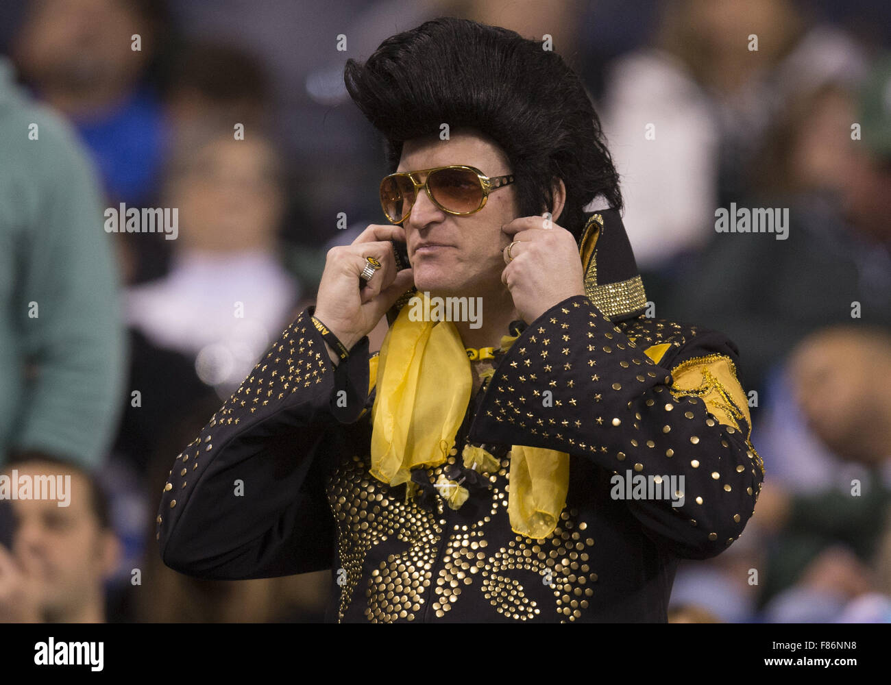 December 05, 2015 Iowa fan dressed as Elvis during NCAA Football Stock