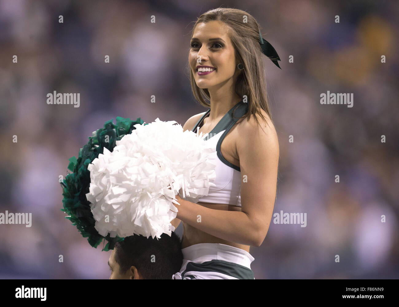 December 05, 2015 Michigan State cheerleader performs during NCAA