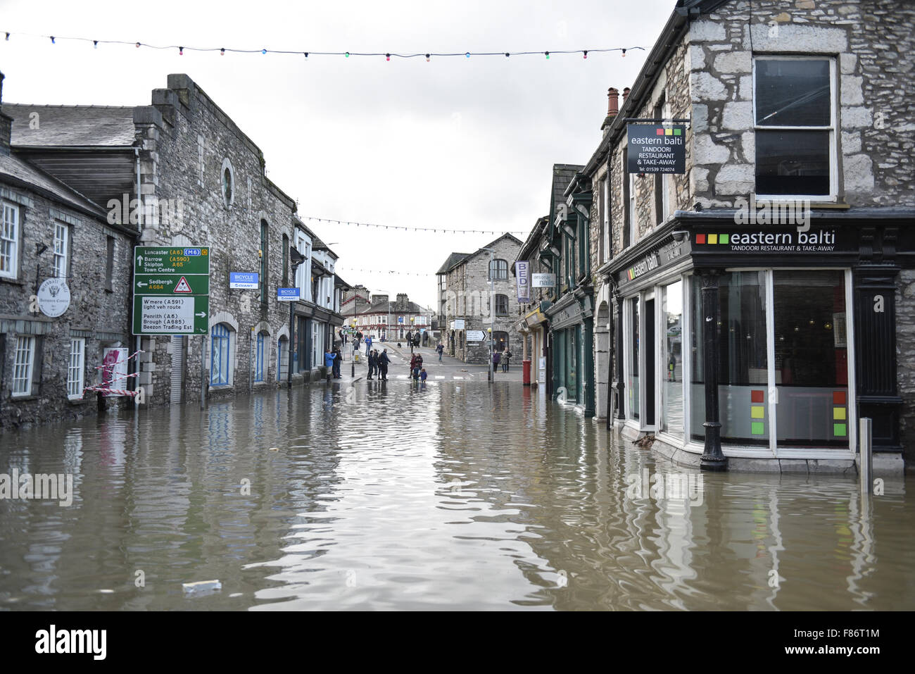 Kendal, UK. 06th Dec, 2015. Flooded Wildman Street in Kendal. Storm Desmond caused  severe flooding in Kendal and across Cumbria. Credit:  Michael Scott/Alamy Live News Stock Photo