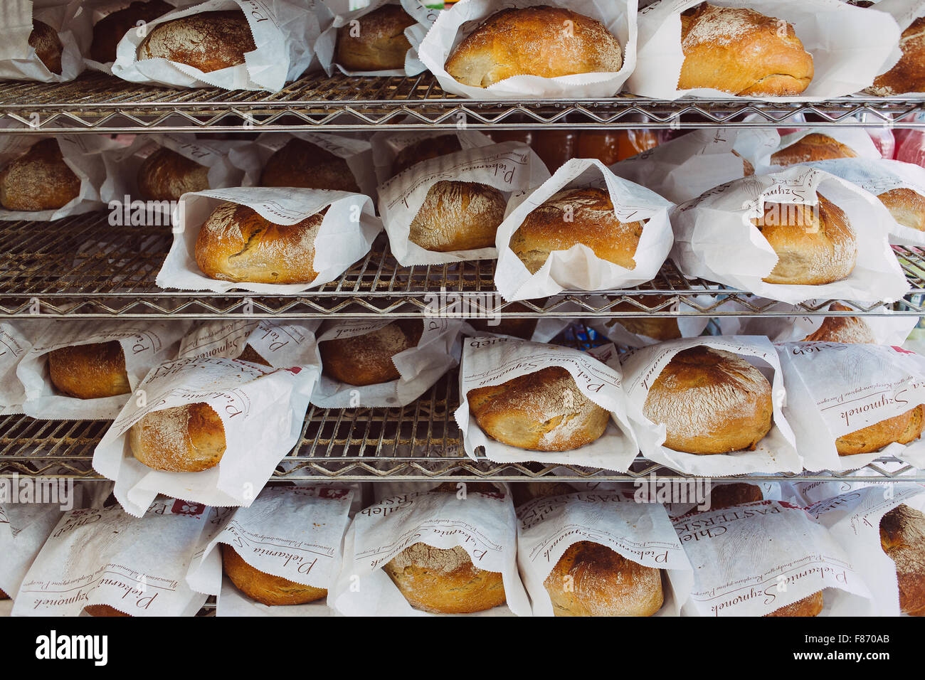Packed bread on the shelf in market Stock Photo Alamy