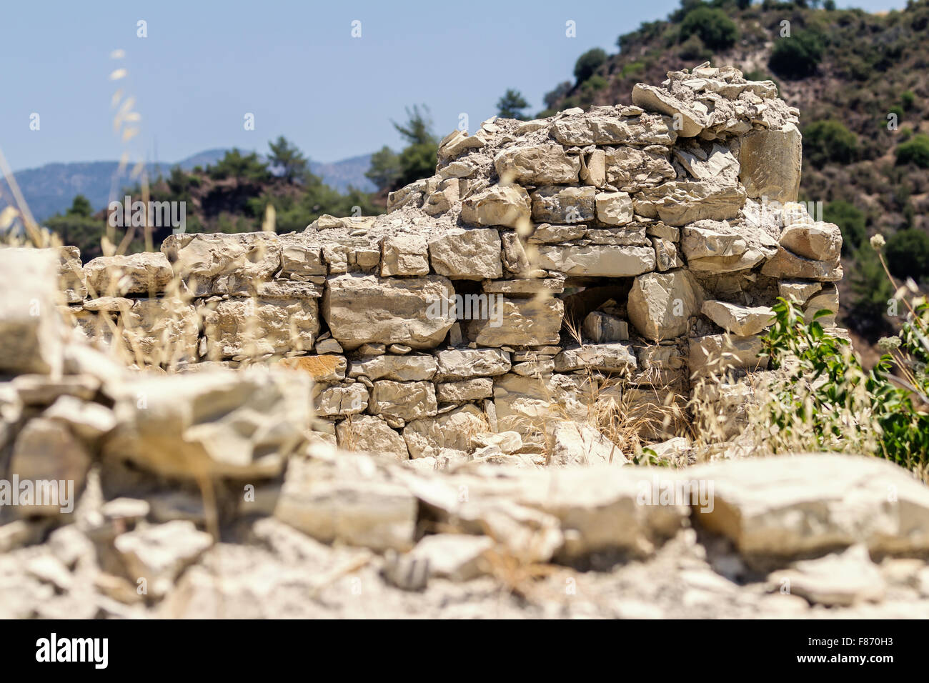 Troodos, Cyprus - The ruins of an old house, selective focus Stock Photo
