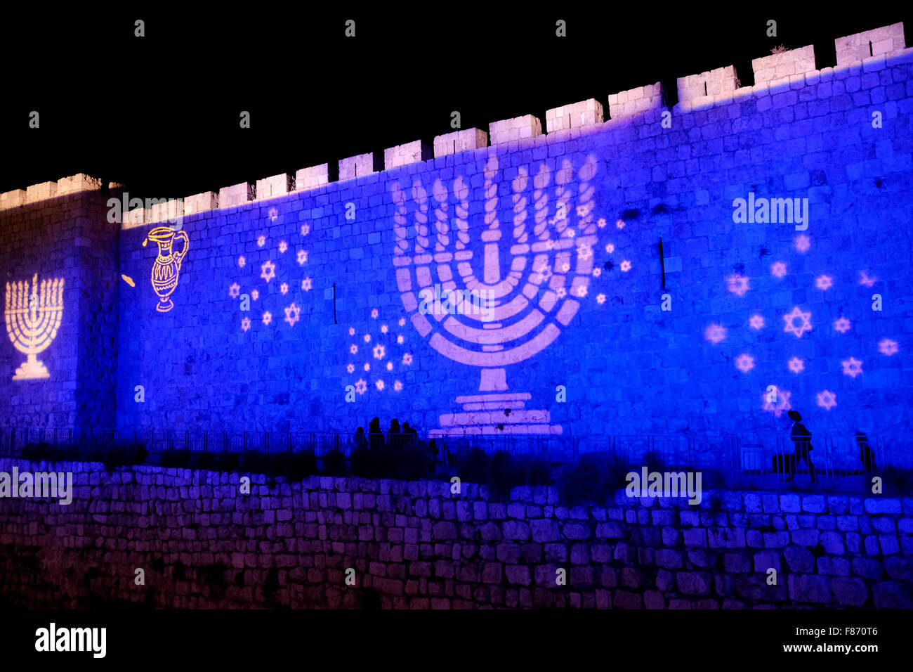 Image of traditional Menorahs nine-branched candelabrum projected onto ...