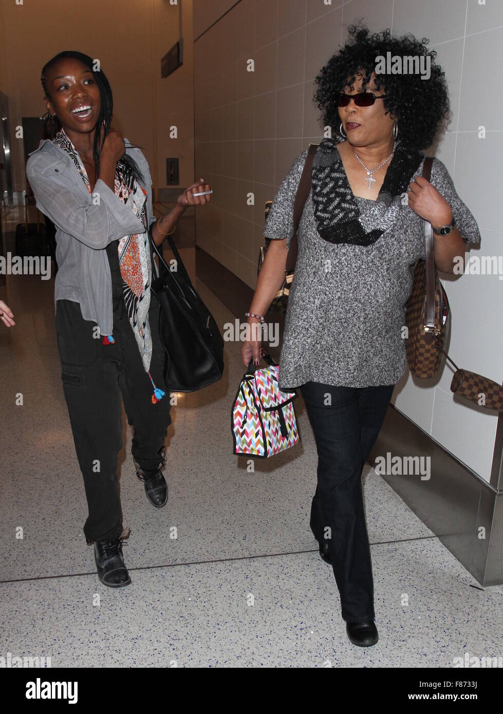 R&B singer Brandy Norwood arrives with her mother Sonja BatesNorwood