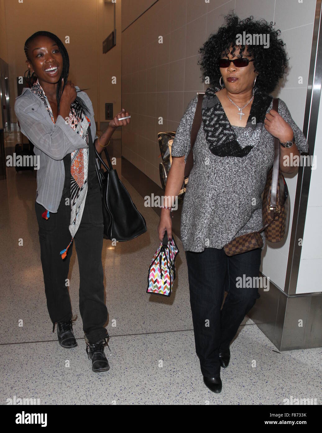 R&B singer Brandy Norwood arrives with her mother Sonja BatesNorwood
