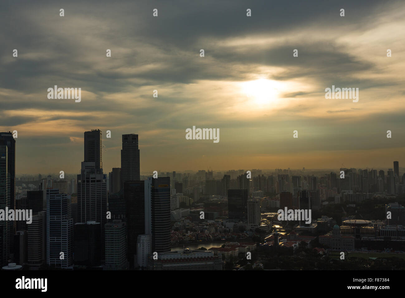 View of Singapore city skyline at sunset Stock Photo - Alamy