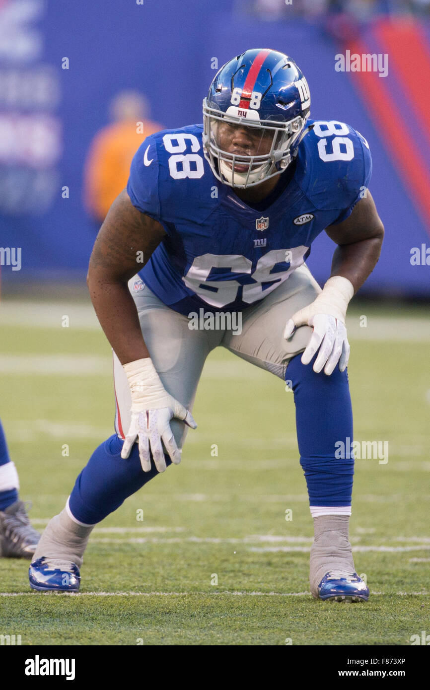 East Rutherford, New Jersey, USA. 6th Dec, 2015. New York Giants offensive  guard Bobby Hart (68) in action during the NFL game between the New York  Jets and the New York Giants