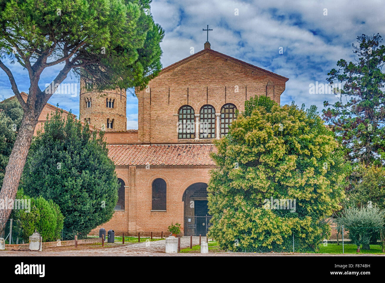 Exterior view of Basilica of Saint Apollinaris in Classe near Ravenna in Italy, early Christian