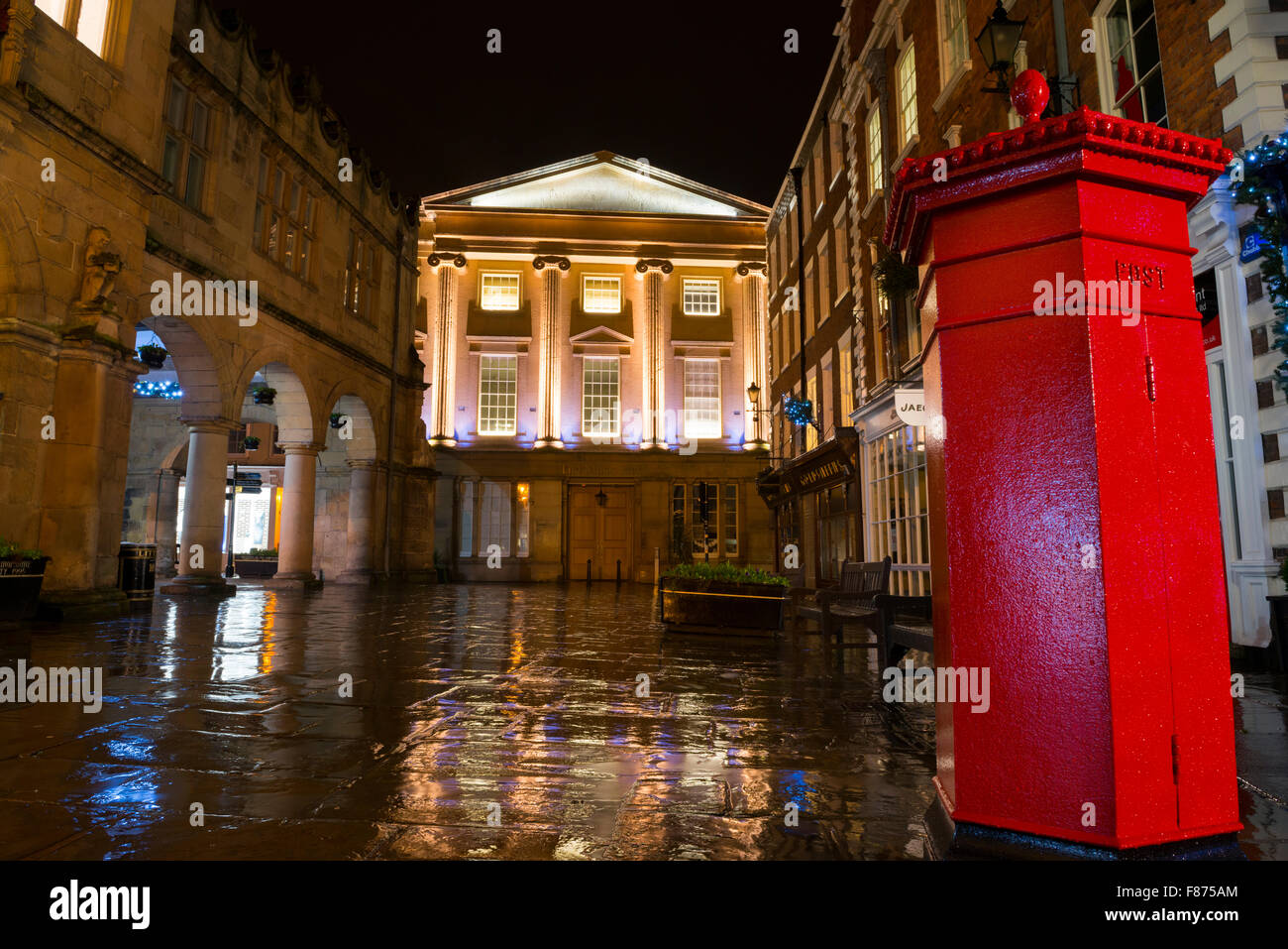 Shrewsbury Museum and Art Gallery on a rainy night, Shropshire. Stock Photo