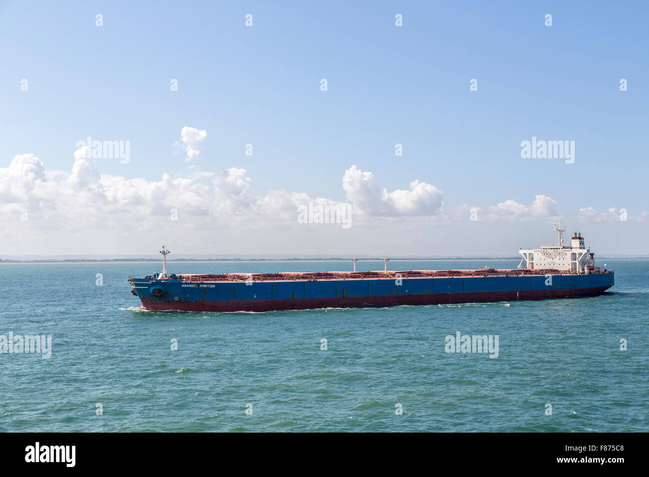 Anangel Ambition bulk carrier ship in the English Channel off Dunkirk Stock Photo