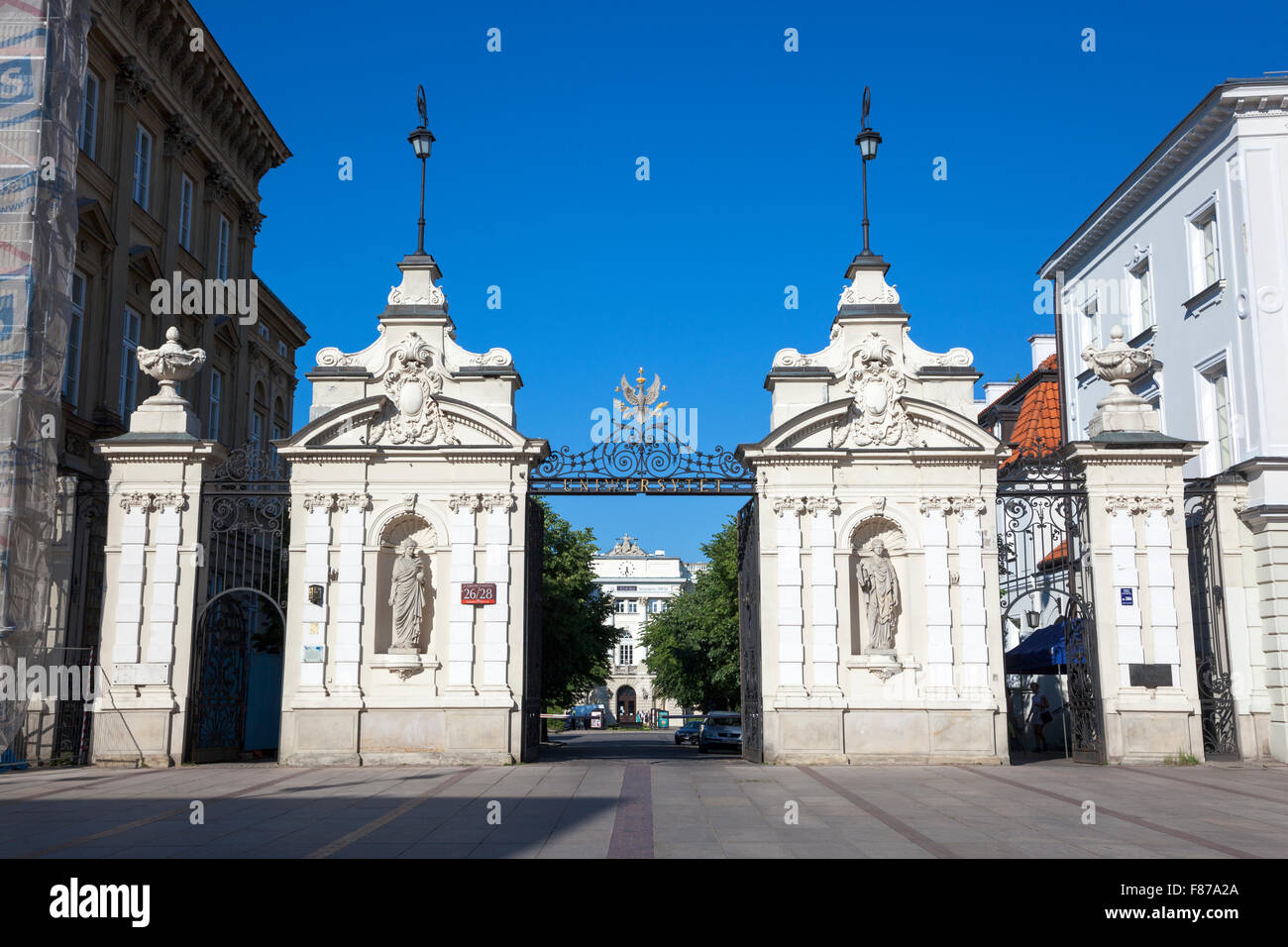 Warsaw University gate, Warsaw, Poland Stock Photo