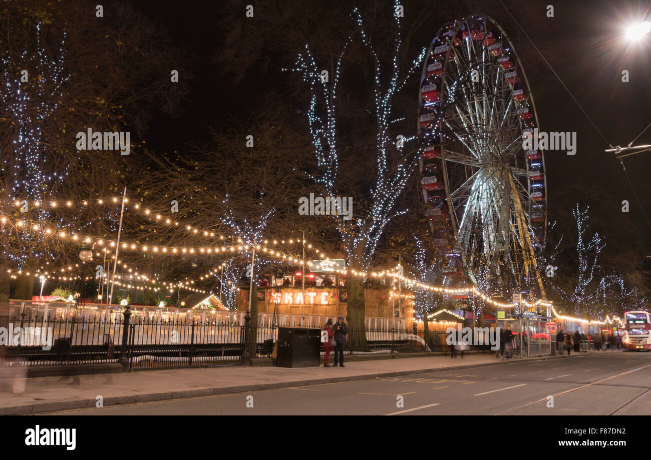 Christmas attractions on Princess Street, Edinburgh, Scotland, UK Stock