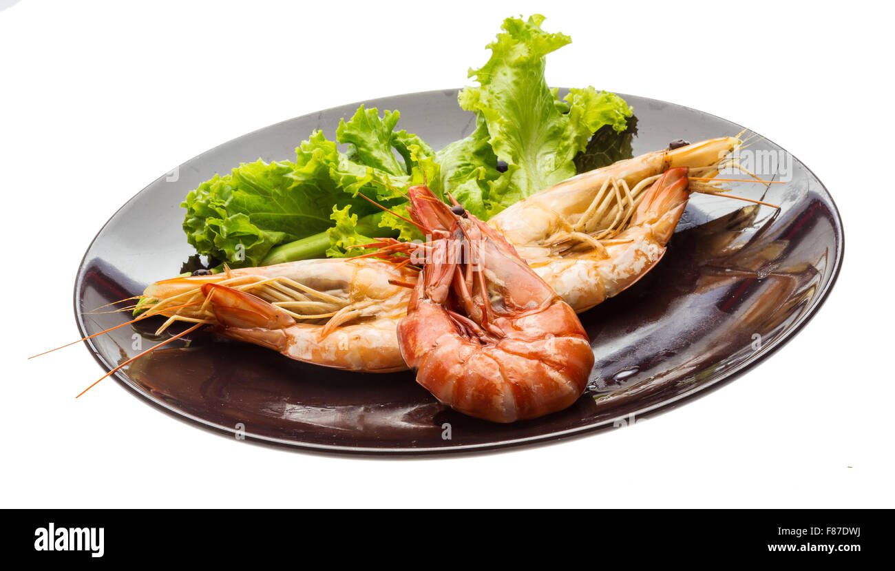 Boiled king prawns with salad Stock Photo Alamy