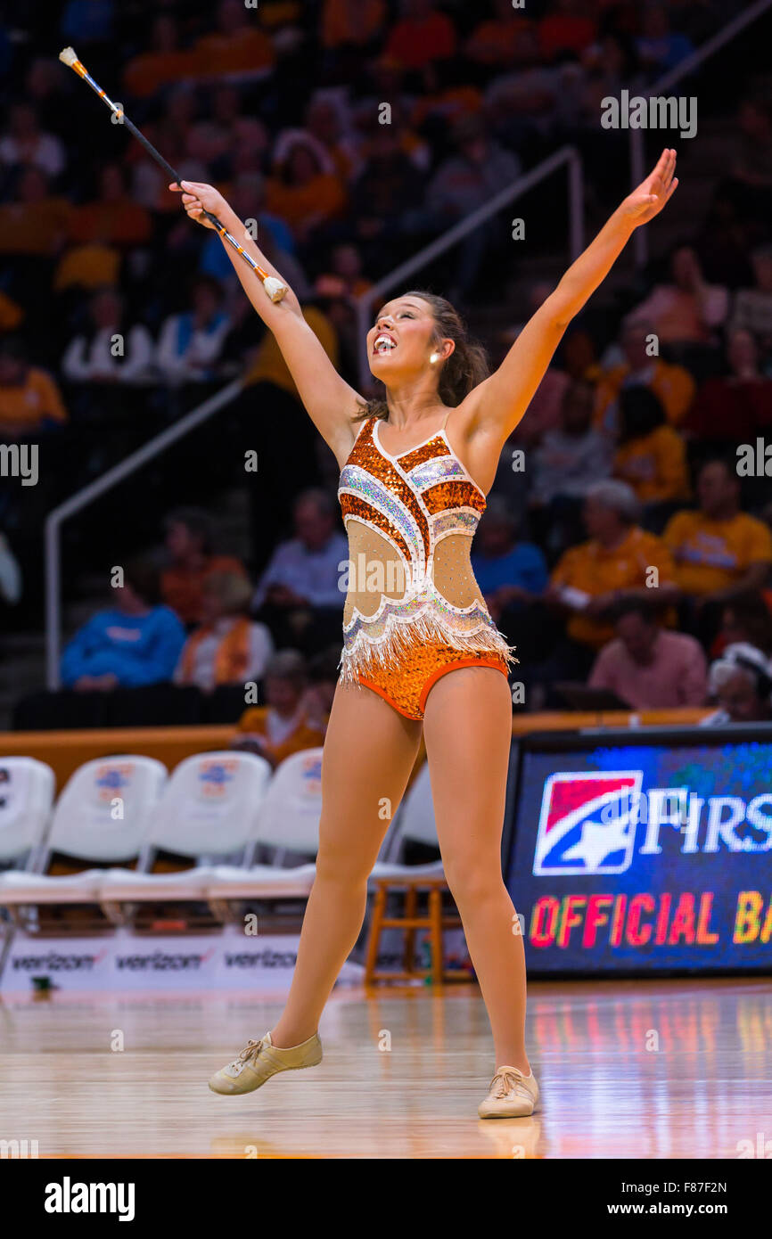December 6, 2015: Tennessee Volunteers twirler performs during the NCAA basketball game between the University of Tennessee Lady Volunteers and the Virginia Tech Hokies at Thompson Boling Arena in Knoxville TN Tim Gangloff/CSM Stock Photo