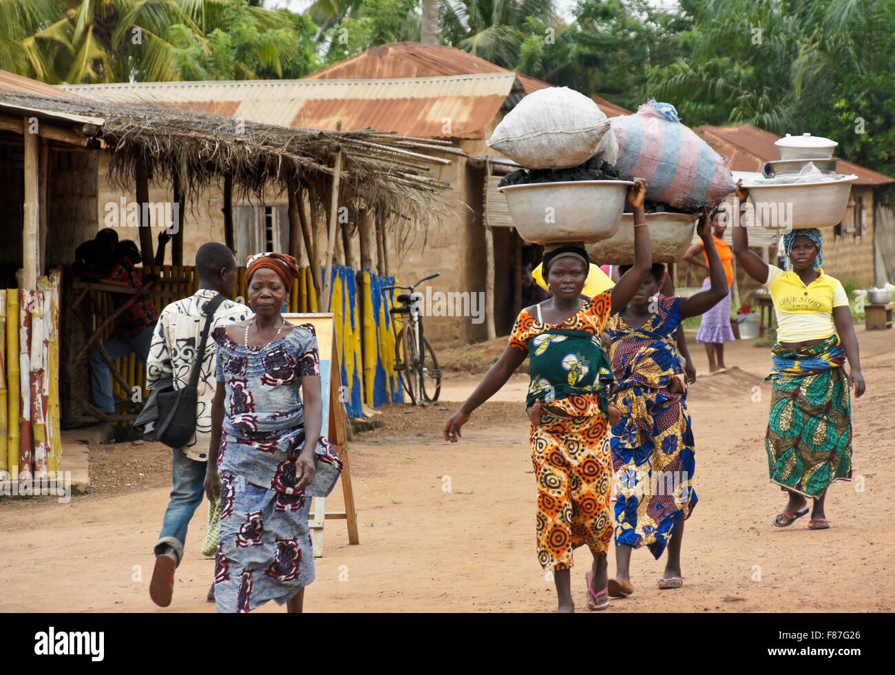 Women going to market, Keti, Togo Stock Photo