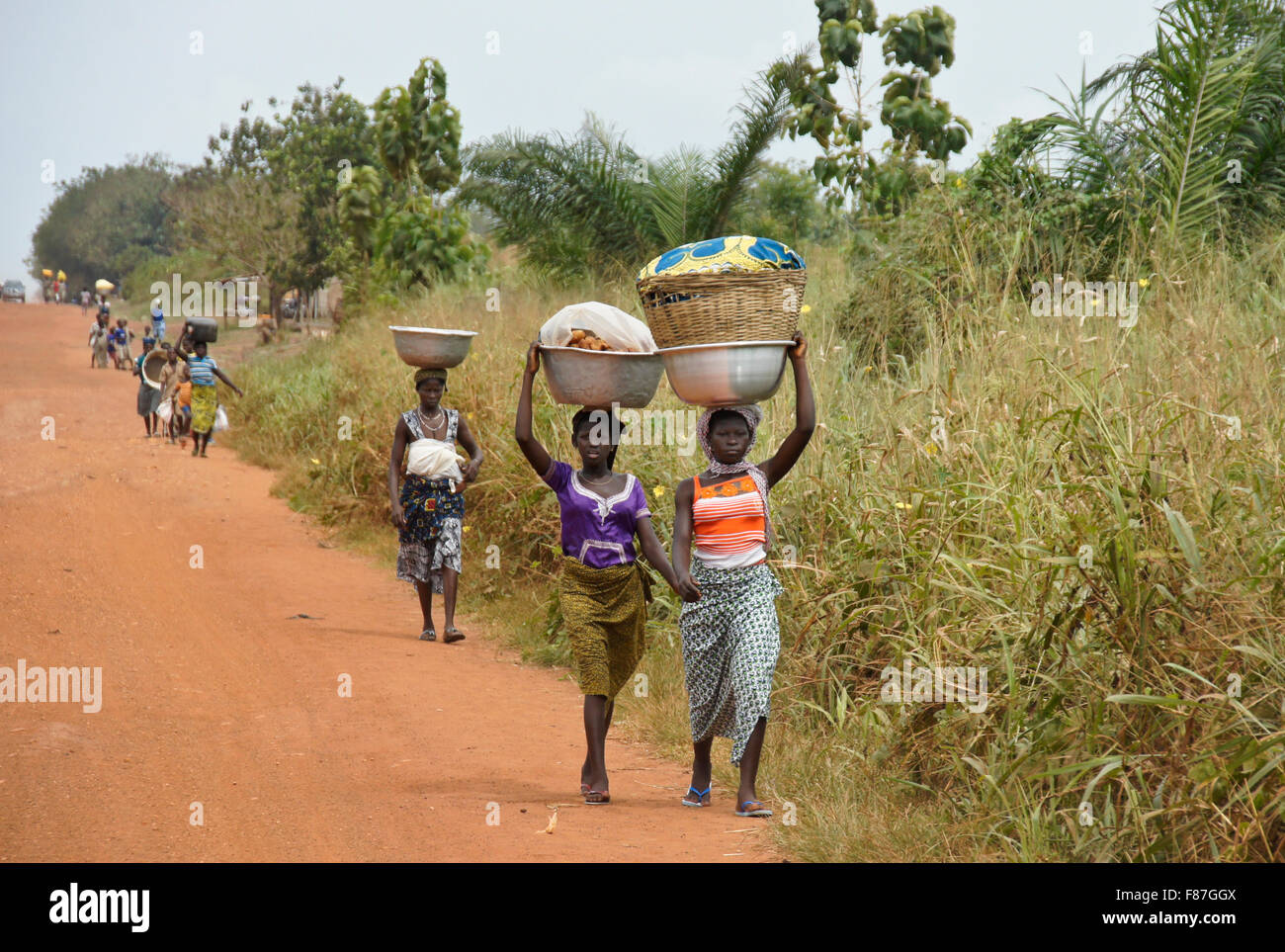 People walking to four-day market in Keti, Togo Stock Photo