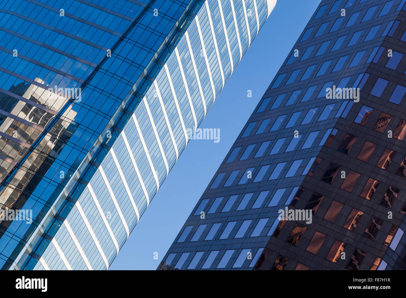 Abstract view of glass towers and reflections in Vancouver Stock Photo