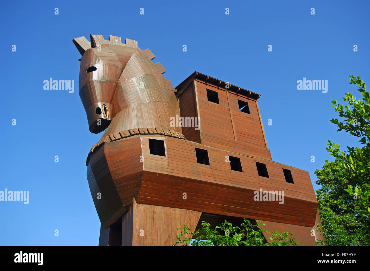 Troy Hisarlik or Castle Kingdom Site  Trojan Wood Horse  Turkey Stock Photo