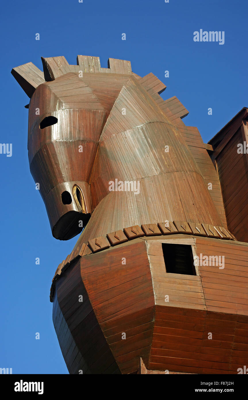 Troy Hisarlik or Castle Kingdom Site Trojan Wood Horse  Turkey Stock Photo