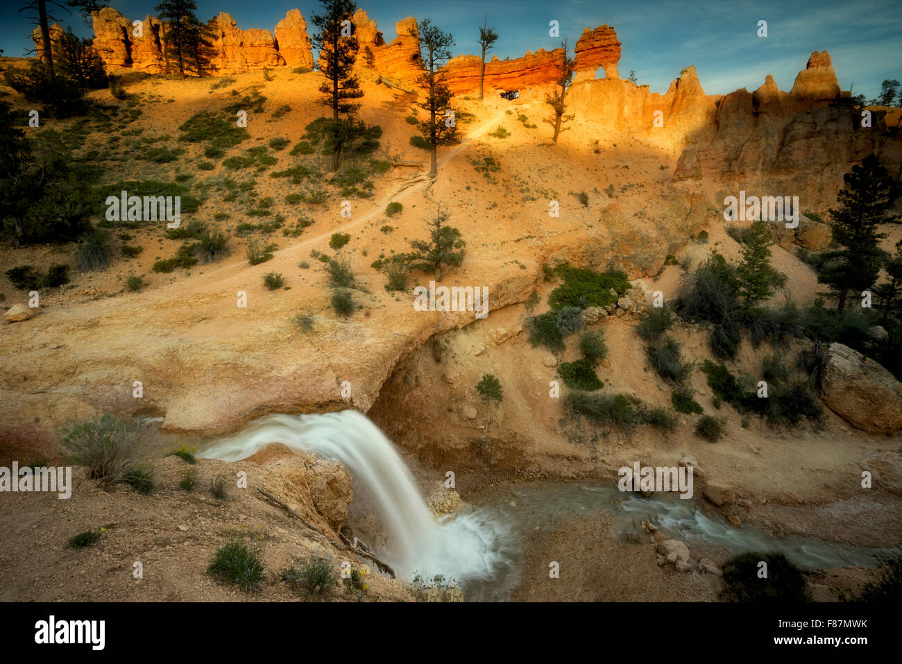Waterfalls on Tropic Ditch. Bryce National Park, Utah Stock Photo