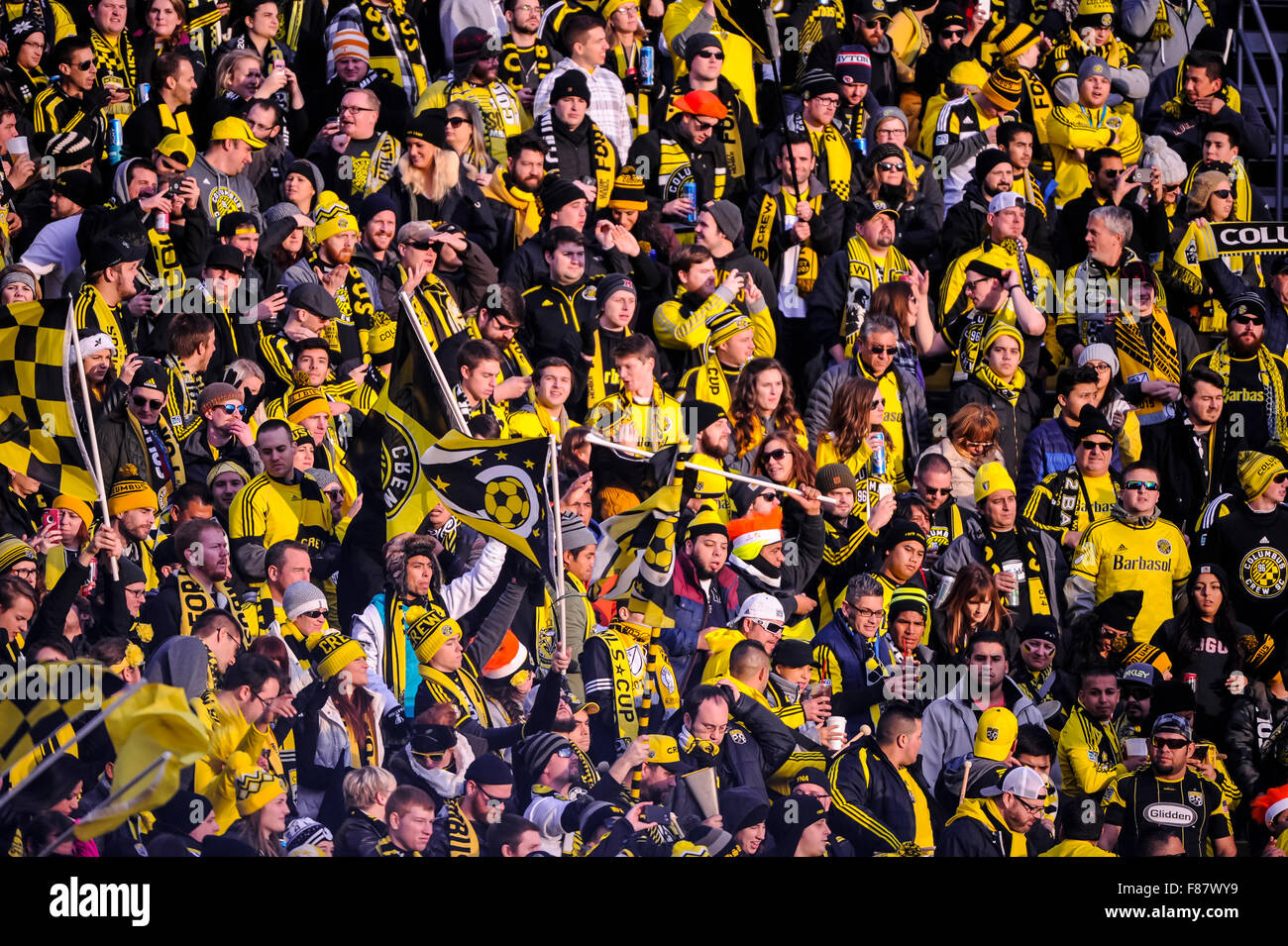 December 6, 2015 - Columbus Crew SC fans cheer .during the match between Portland Timbers and Columbus Crew SC in the 2015 MLS Cup Final at MAPFRE Stadium in Columbus Ohio .Photo Credit: Dorn Byg/CSM Stock Photo