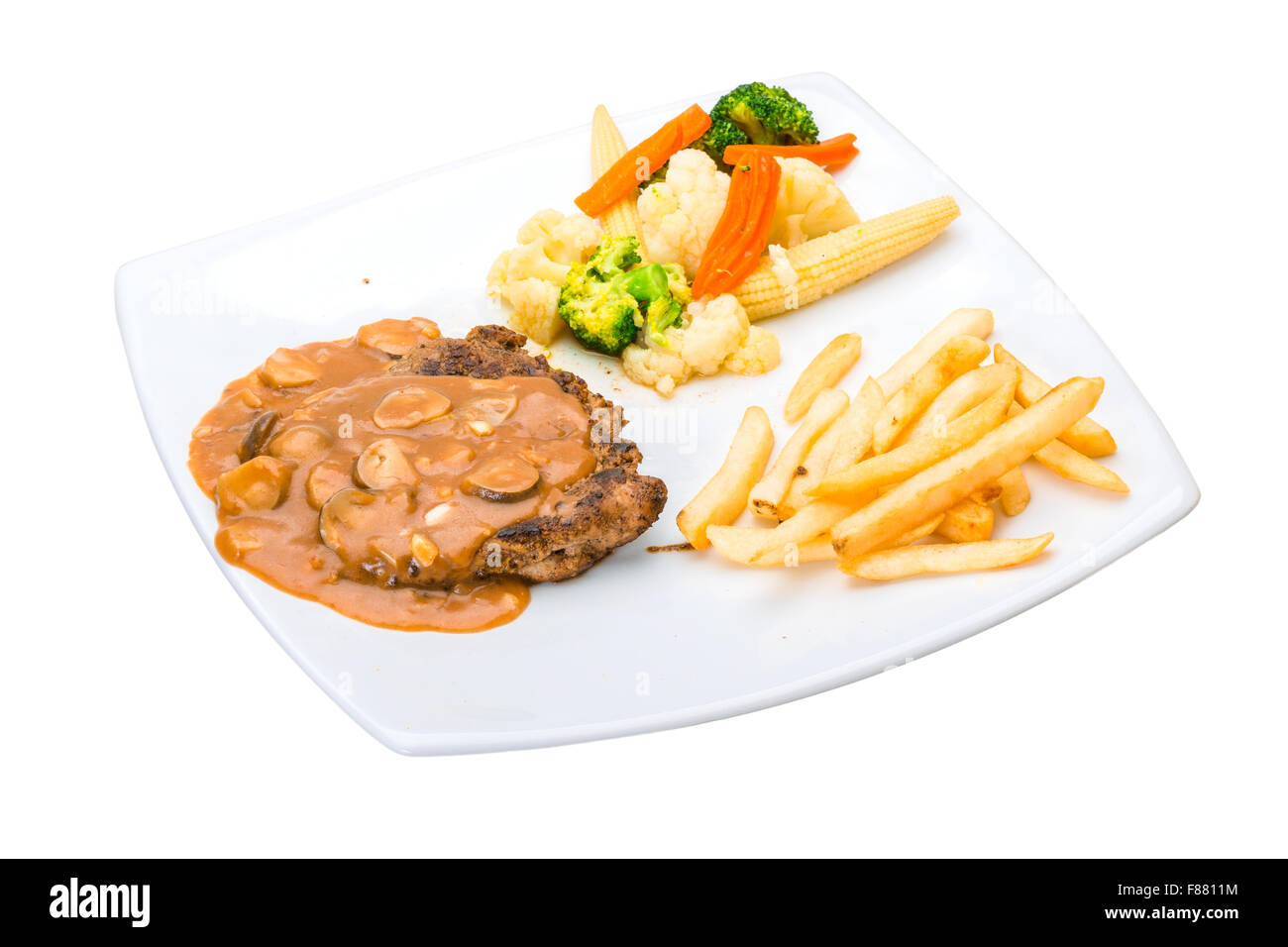 Beef steak with mushroom sauce Stock Photo - Alamy