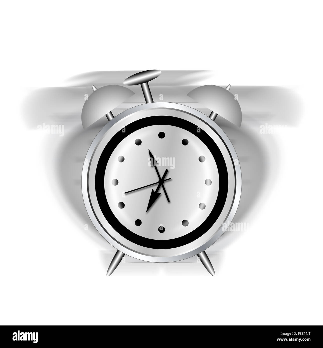 Abstract illustration of a classic alarm clock ringing on white ...