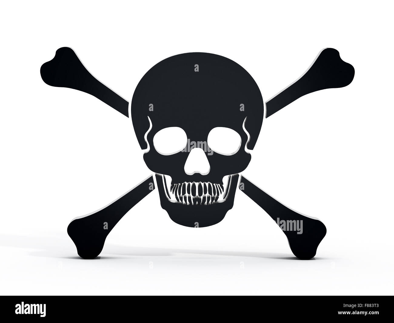 Black skull and bones on white background Stock Photo