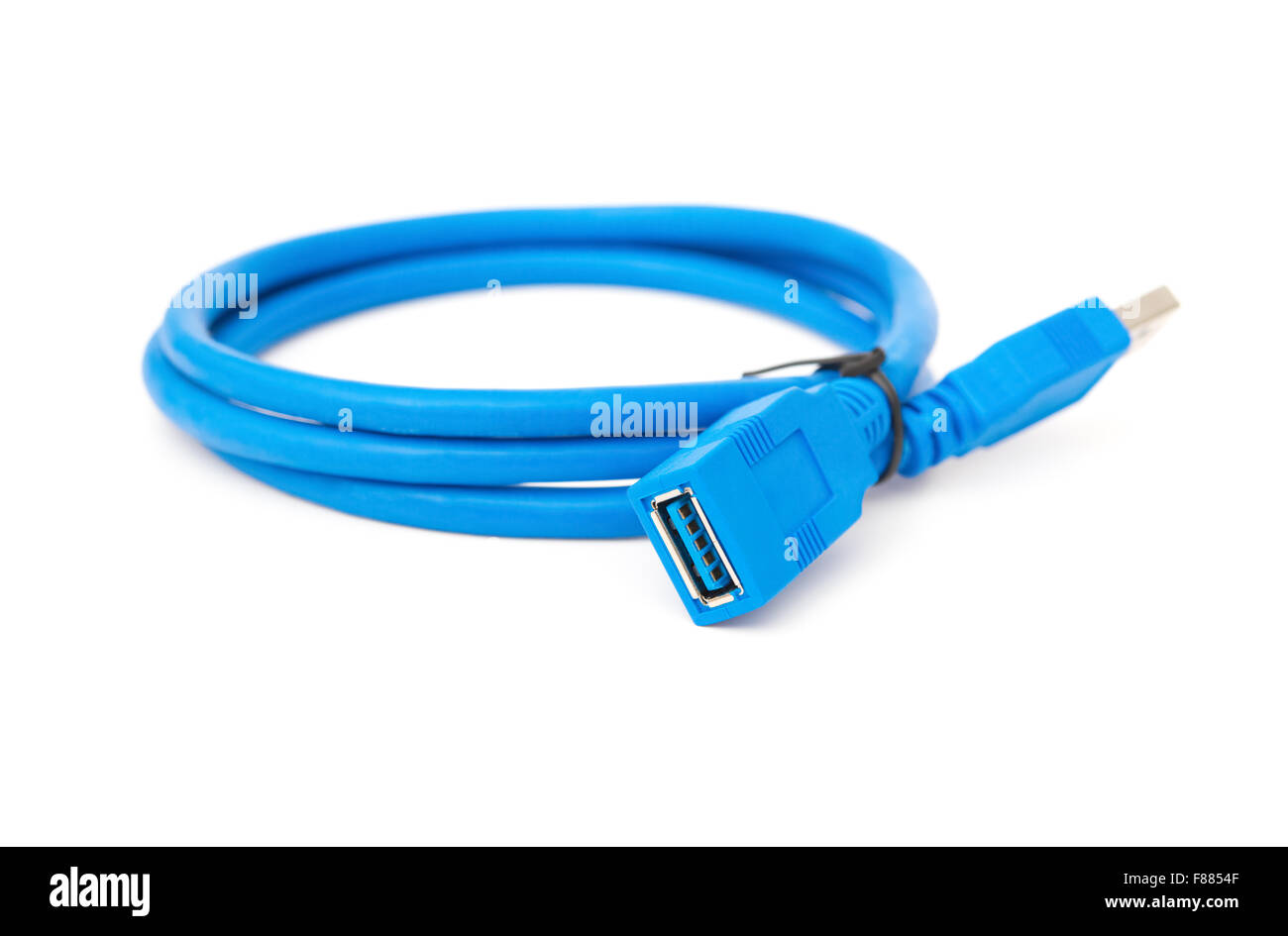 side view blue usb cable on a white background Stock Photo Alamy