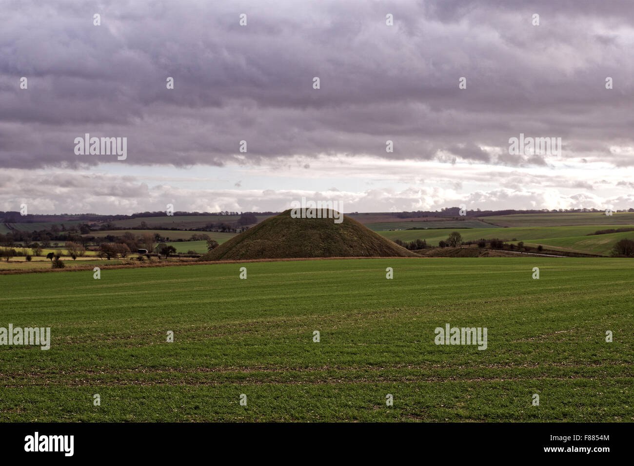 Silbury Hill prehistoric chalk mound Stock Photo